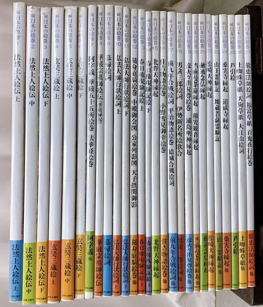 F-W4/19 続日本の絵巻　全27冊　小松茂美　大型本　オールカラー　中央公論社　法然上人絵伝　阿字義　弘法大師行状絵詞_画像1