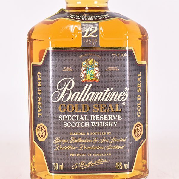 1円～★バランタイン ゴールドシール 12年 スペシャル リザーブ 角瓶 750ml 43% スコッチウイスキー Ballantine's D070295の画像2