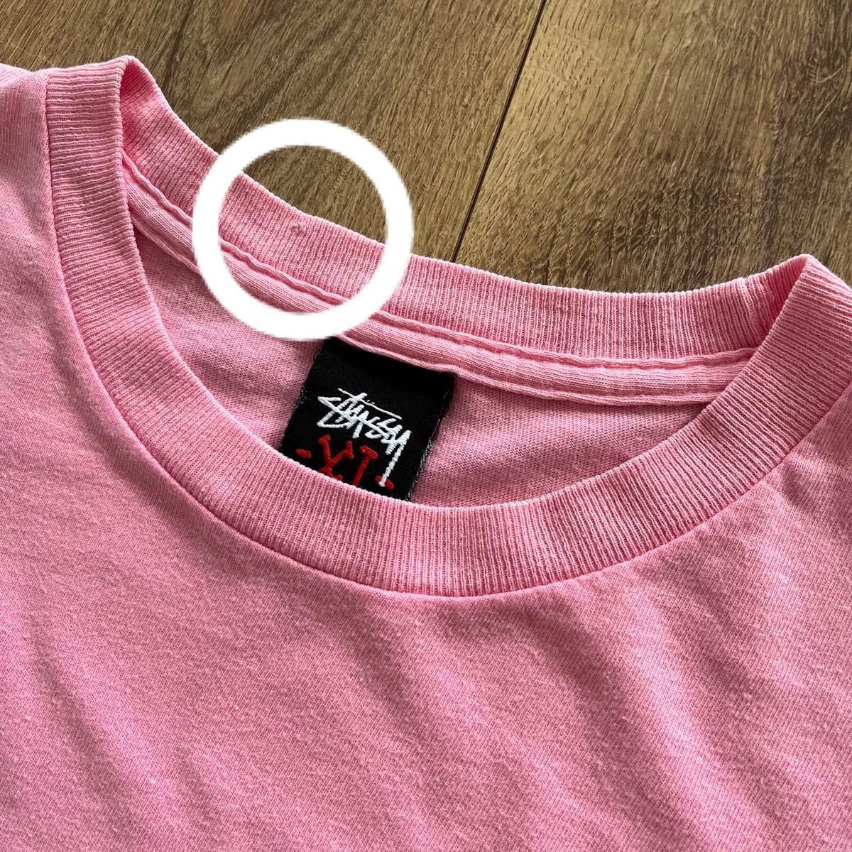 STUSSY 刺繍ロゴ ワンポイントロゴ ピンク 半袖Tシャツ XL STUSSY 刺繍ロゴ ワンポイントロゴ ピンク 半袖Tシャツ XL