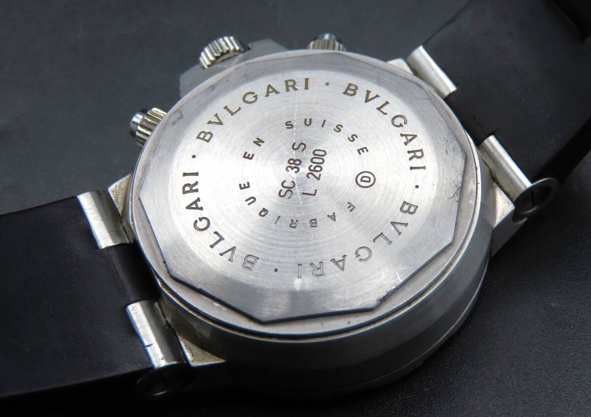 1円 稼動品★正規品 BVLGARI ブルガリ SC38S ディアゴノ スクーバ クロノグラフ 自動巻き 純正ブレス ヴィンテージ メンズ腕時計 TTKLG5446_画像5