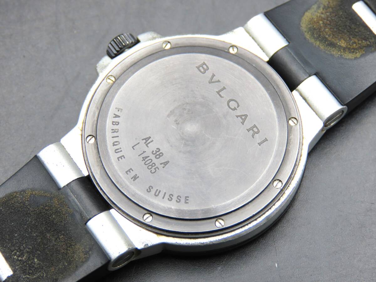 1円～! 稼動品★正規品 BVLGARI ブルガリ AL38A アルミニウム 自動巻き デイト シルバーダイヤル 純正ブレス メンズ腕時計 TTKLG5486の画像5