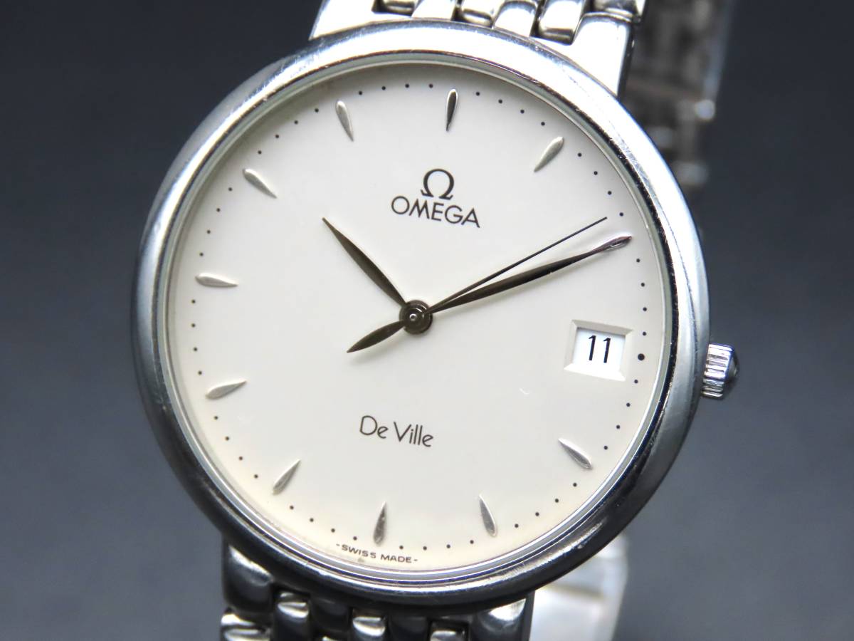 1円～! 稼動品★正規品 OMEGA オメガ デビル クォーツ デイト シルバーダイヤル 純正ブレス 1500/820 ヴィンテージ メンズ腕時計 TTKLG4611の画像1