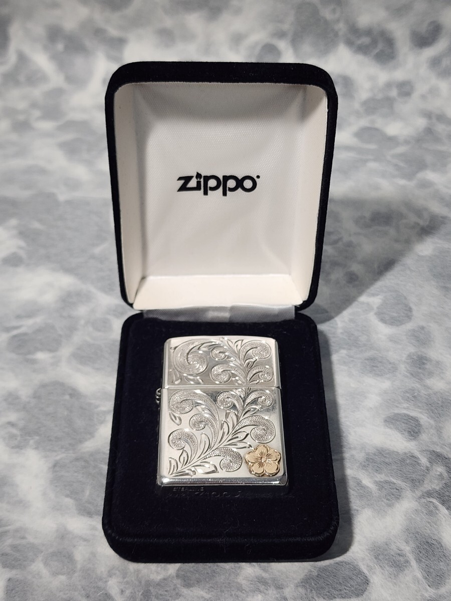 zippo sterling & K14 / 5面手彫り / ジッポー / スターリング / 14金 / ハワイアンジュエリー の画像1