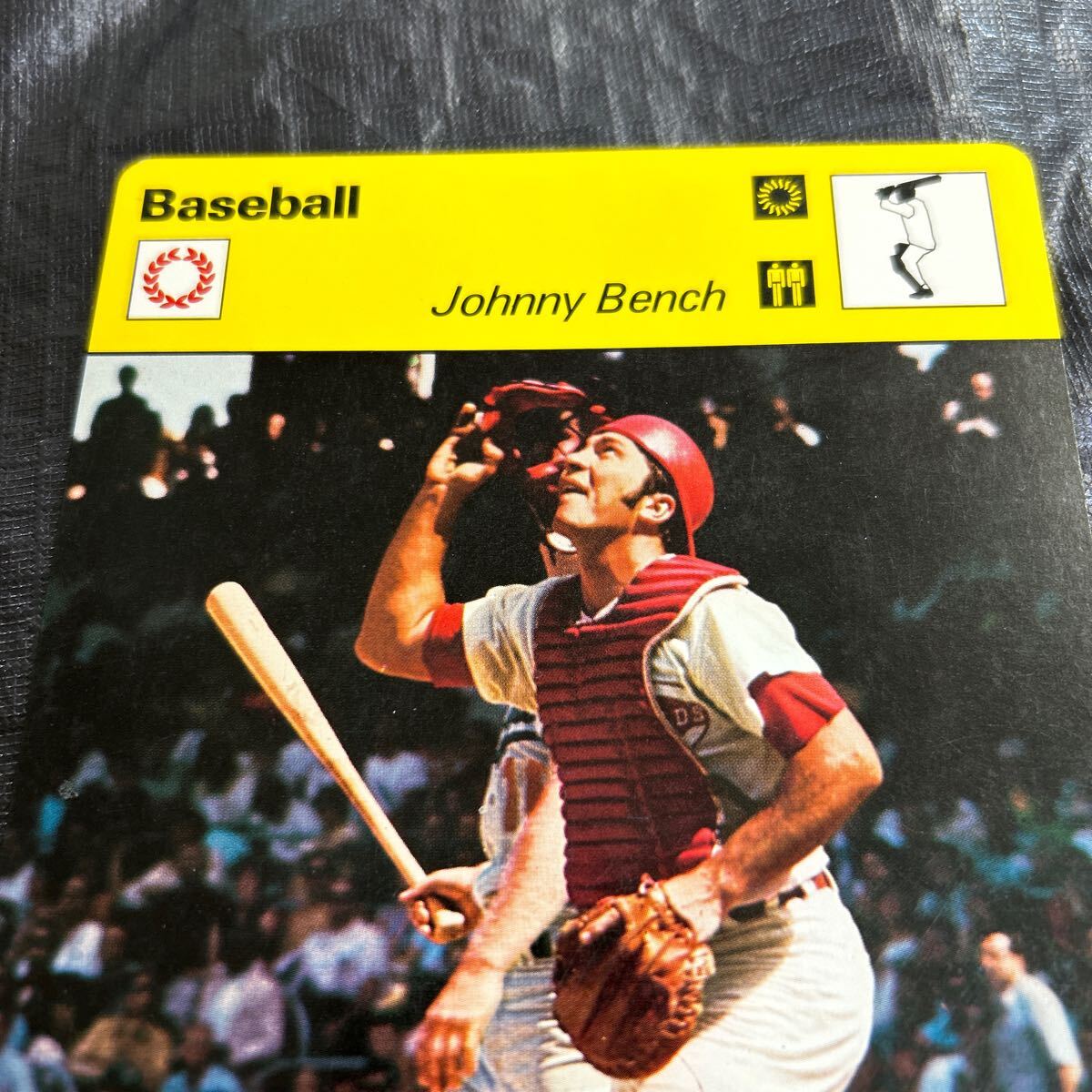 1977 Spots Caster Card Johnny Bench Cinchinatti Reds ジョニーベンチ シンシナティレッズ メジャーリーグ 殿堂入り選手 Hall Of Famers_画像2