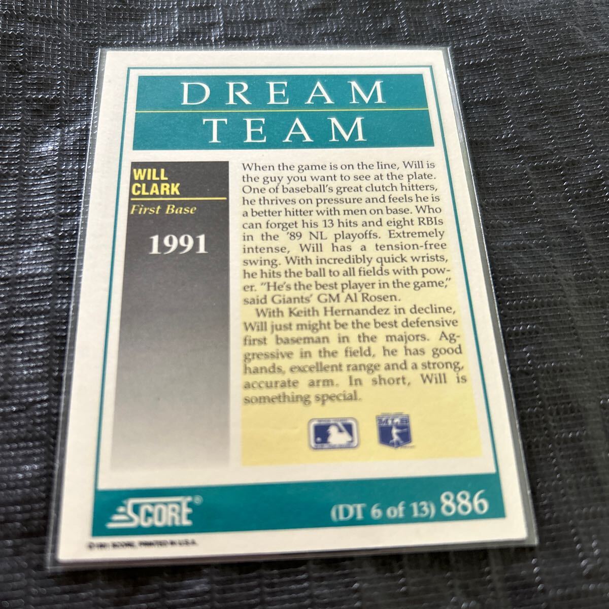 1991 Score Dream Team Will Clark SF Giants No.886 ウィルクラーク　サンフランシスコジャイアンツ_画像2