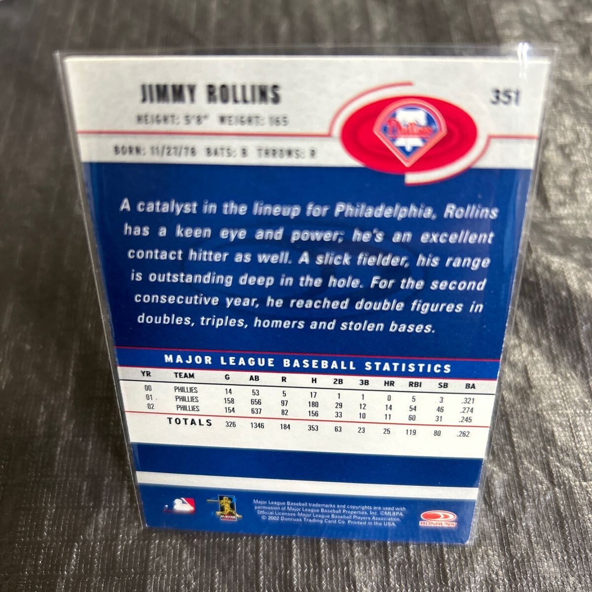 2003 Donruss Jimmy Rollins Philadelphia Phillies ジミーロリンズ フィラデルフィアフィリーズ No.351_画像2