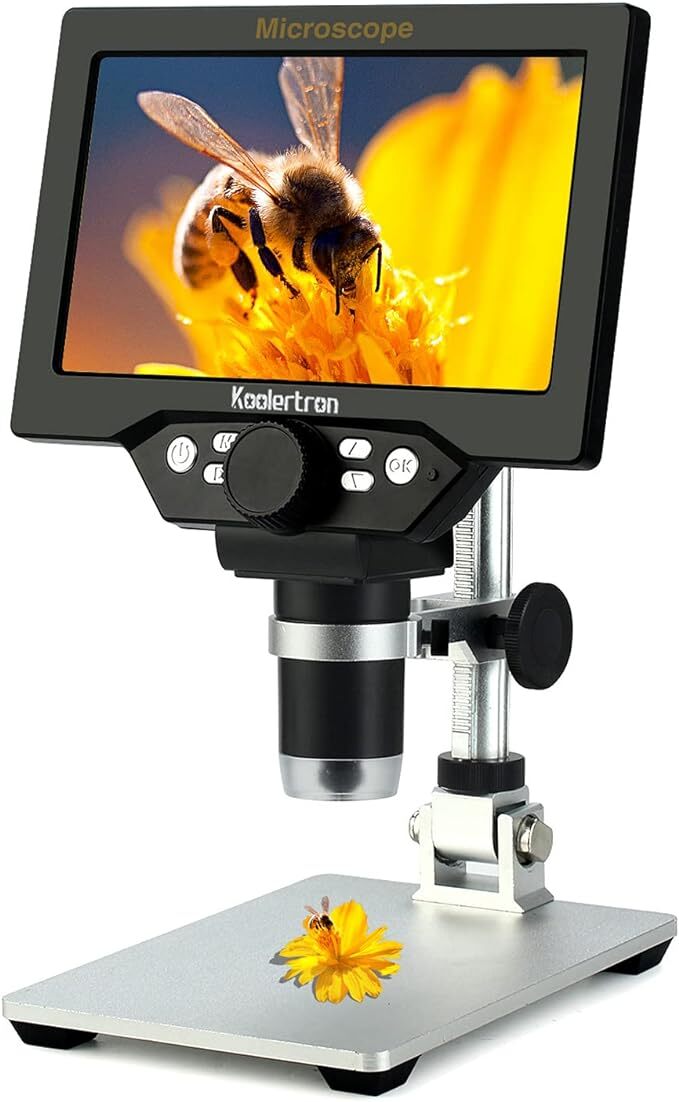  digital USB microscope 7 -inch LCD monitor installing 12MP 1-1200X magnification 8 LED light rechargeable battery 