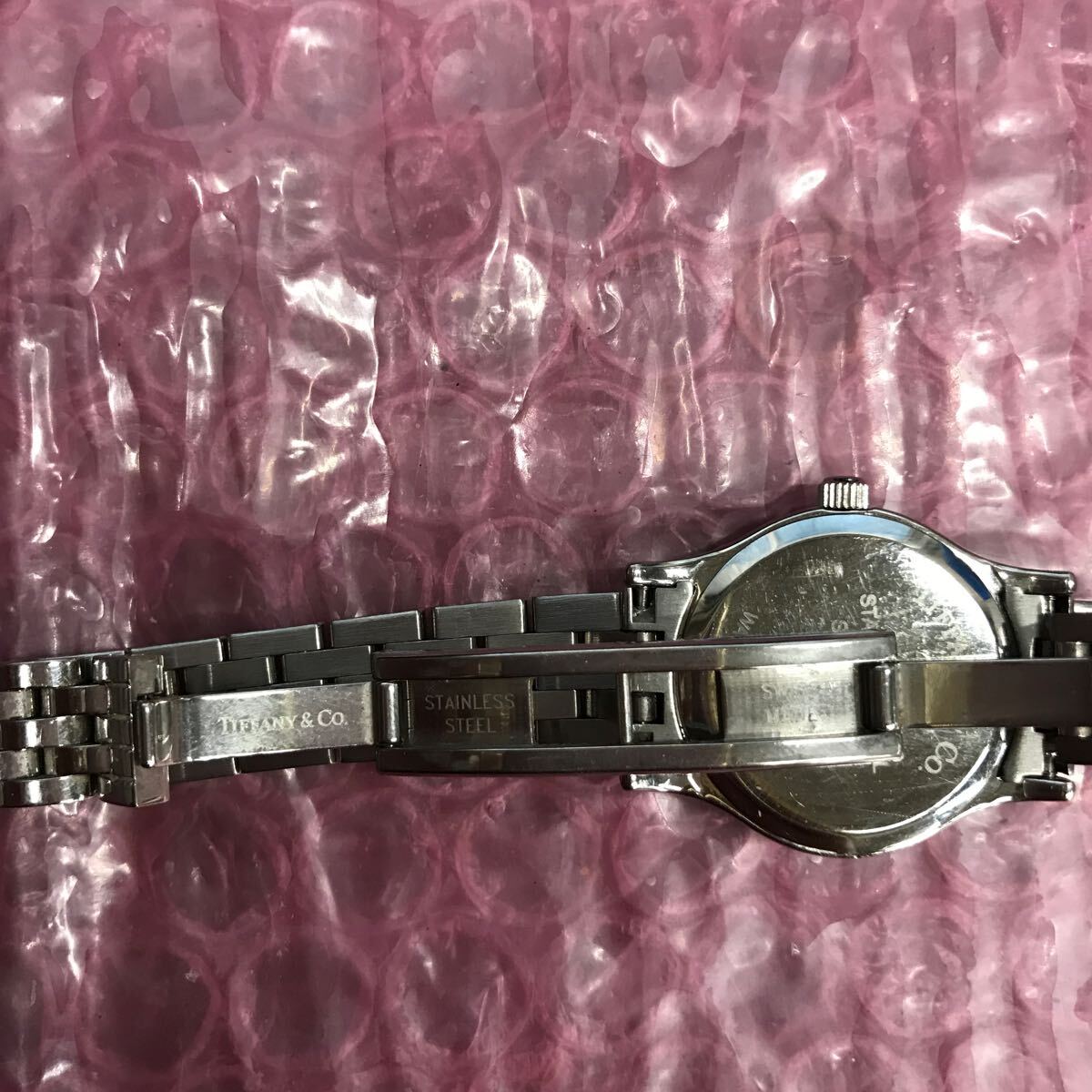 Tiffany&CO. ティファニー 腕時計 スイス製 ベルト全長約15cm 中古現状品 稼動品 (60s)の画像9