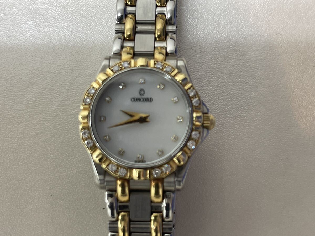 CONCORD Concord コンコルド サラトガ ホワイトシェル文字盤ダイヤモンド K18YG SS 16-36-275 レディース 腕時計 付属品なし 正規品 稼動品の画像2