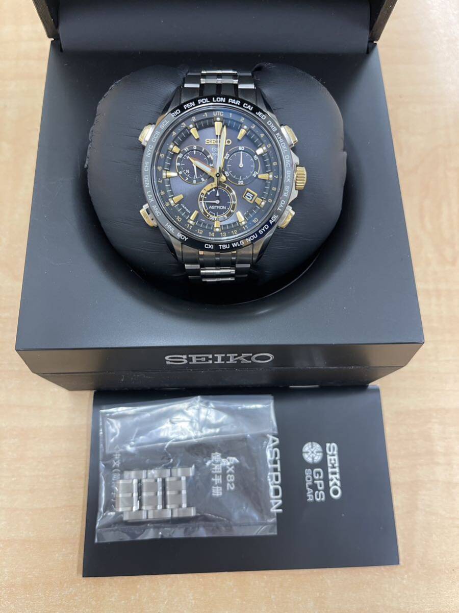 美品 SEIKO セイコー ASTRON アストロン 8X82-0AB0-1 GPS電波ソーラー ブラック ゴールド チタン 定価260,000円 付属品 コマあり 動作品の画像1