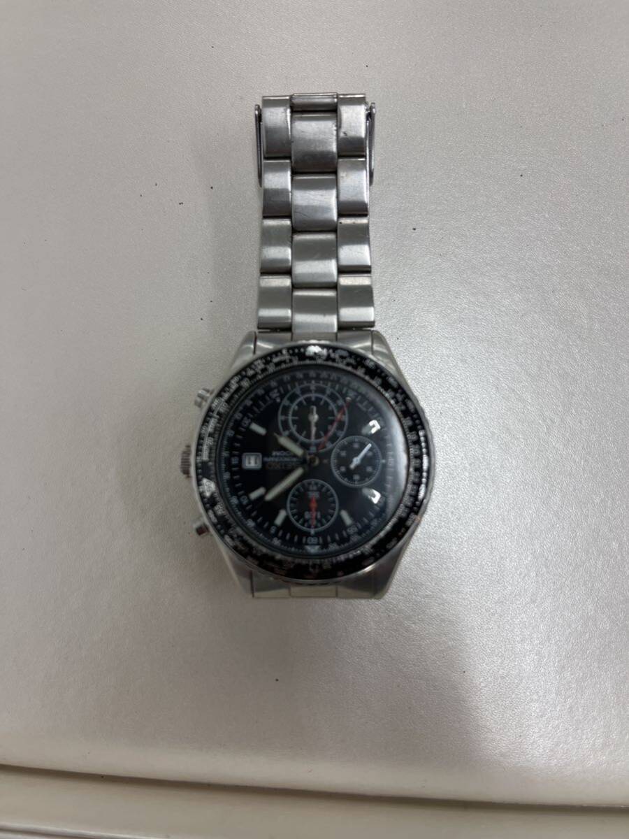 SEIKO セイコー 腕時計 SND253P1 7T92-0CF0 クオーツ アナログ ラウンド ブラック シルバー クロノグラフ 電池切れ 付属品なしの画像8