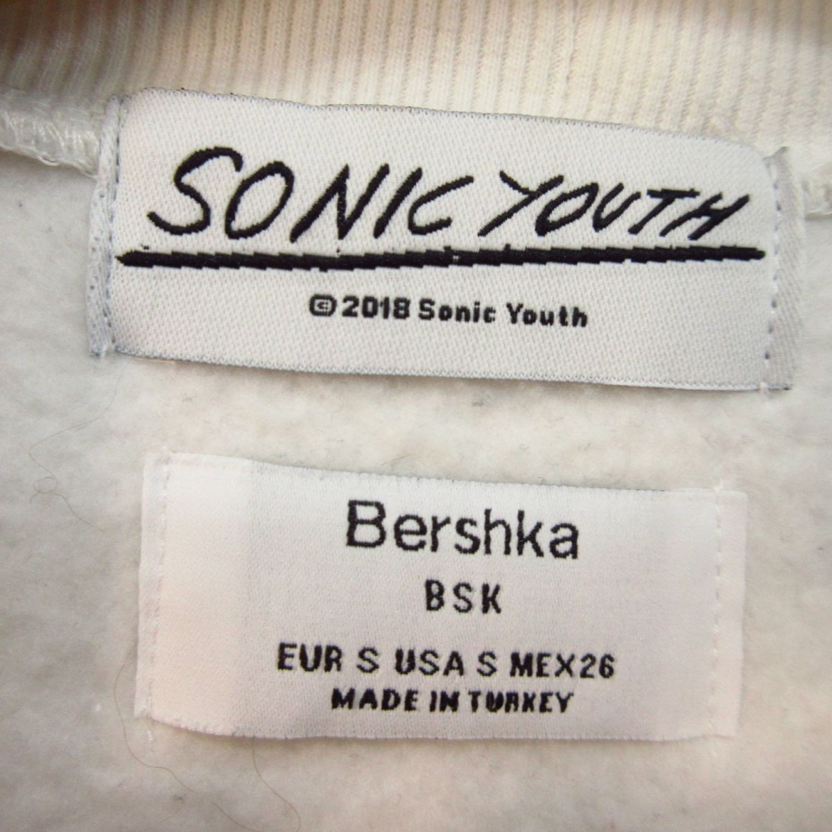 ◎Sonic Youth ソニックユース GOO / Bershka ベルシュカ◆モックネック スウェット トレーナー バンド◆メンズ 白 US S◆KA4659の画像8