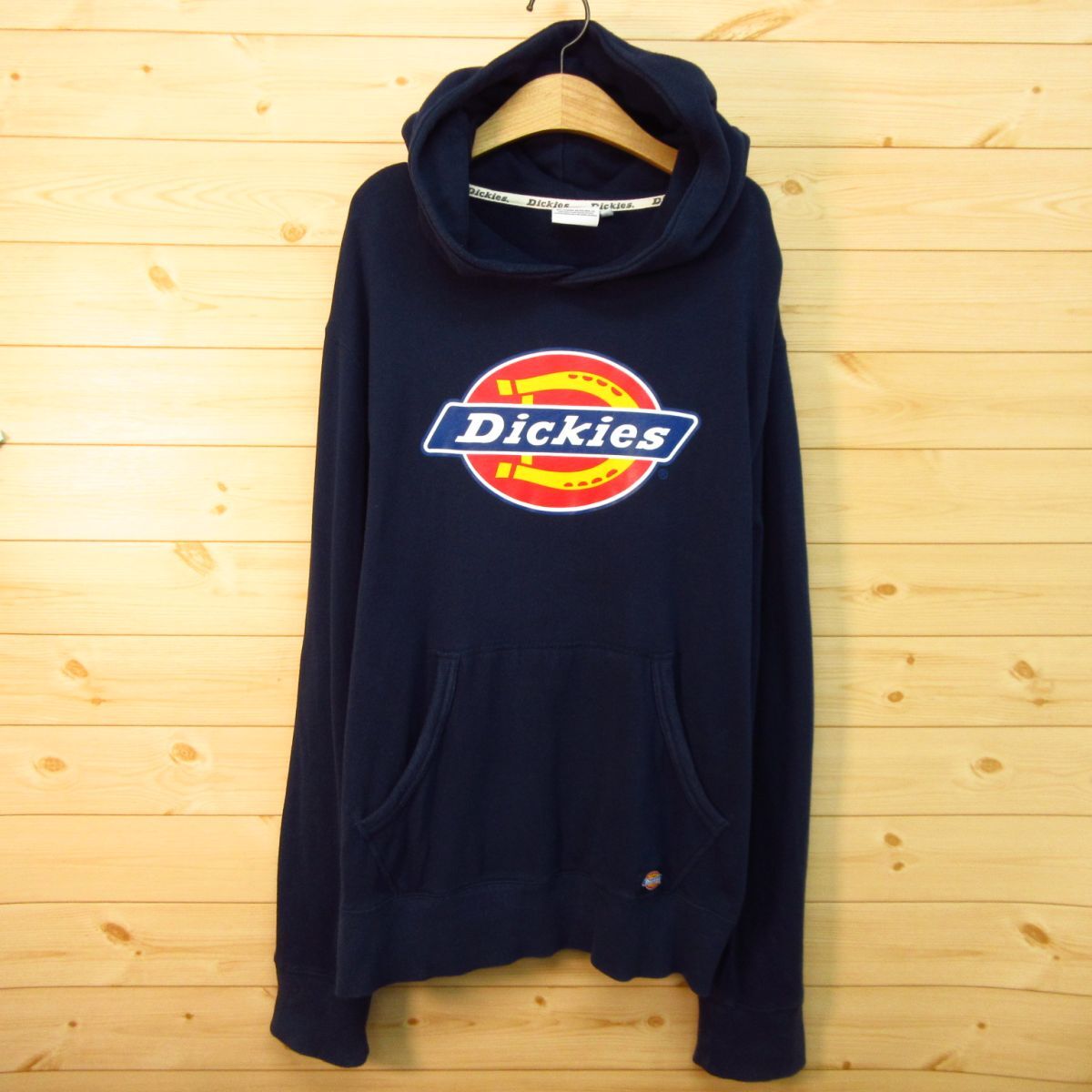 ◎Dickies ディッキーズ◆パーカー フーディー スウェット 長袖 ワーク デカロゴ◆メンズ 紺 XLサイズ◆KA4783_画像1