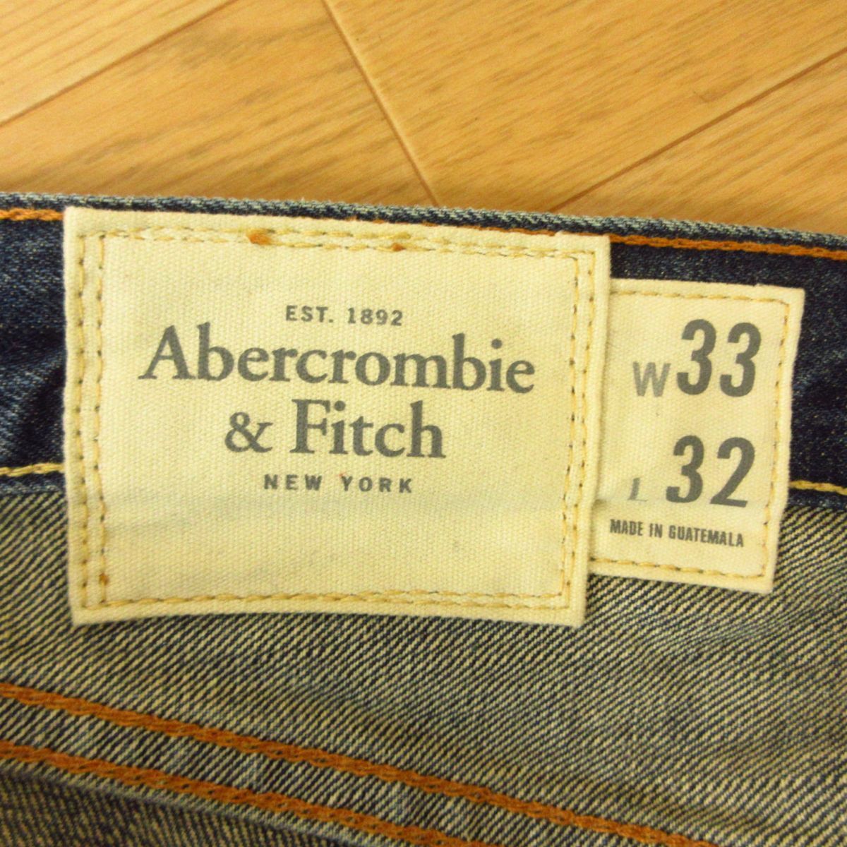 ◎使用少なめ！Abercrombie & Fitch アバクロ◆デニム パンツ ジーンズ Ｇパン ダメージ加工 ボタンフライ◆メンズ BLU W33×L32◆KP4768_画像9