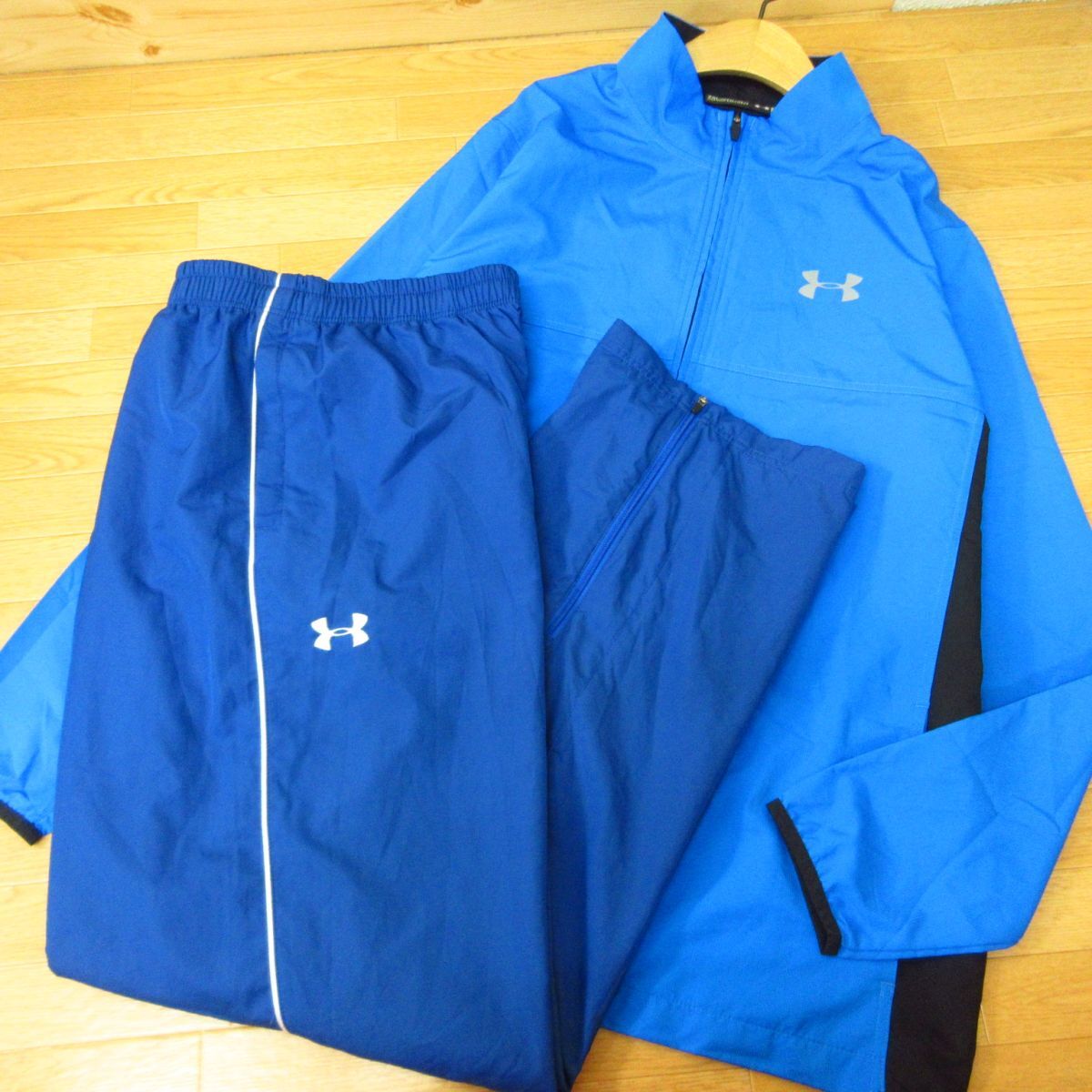 ◎美品！XXL 2XL 上下セット！UNDER ARMOUR アンダーアーマー◆薄手 ウィンドブレーカー ジャージ ジャケット&パンツ◆メンズ 青◆B4013_画像1