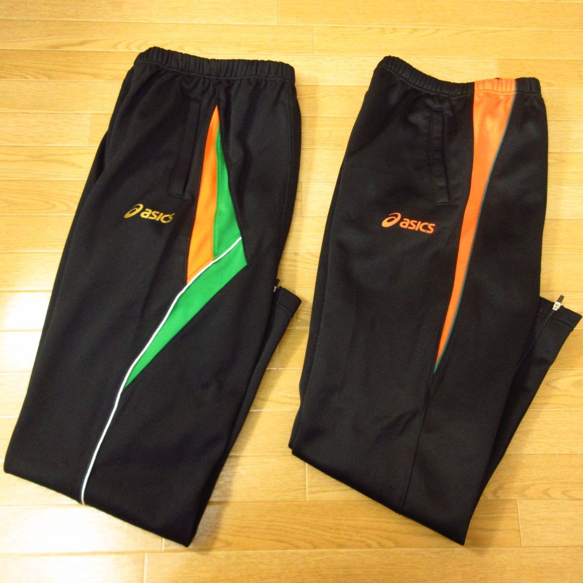 * use fewer!M 2 pcs set!asics Asics * jersey pants sport training wear * men's black set sale *C1393