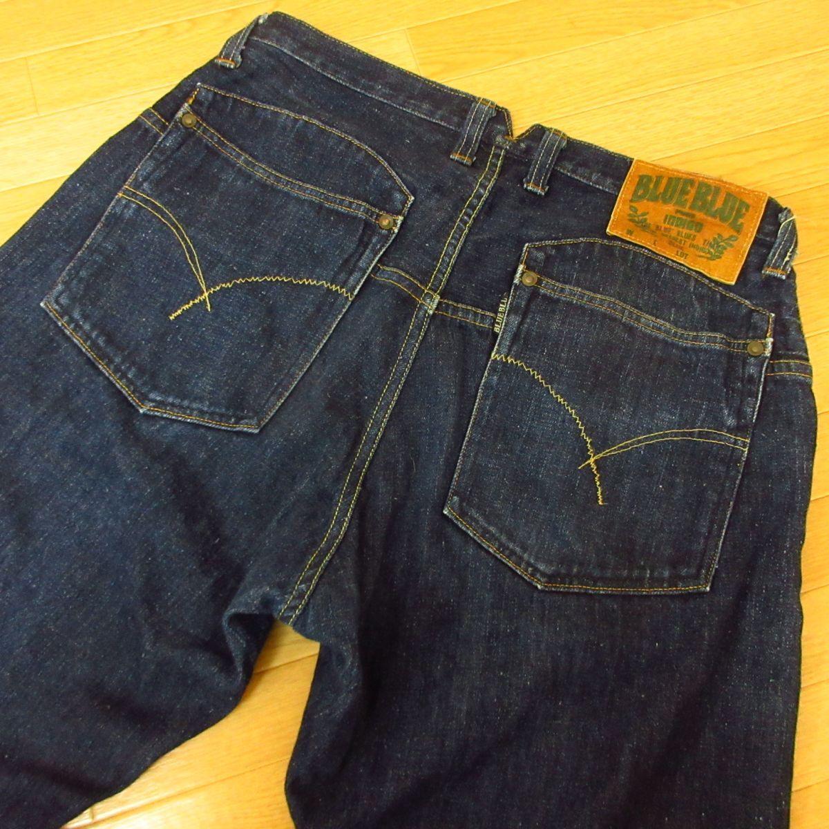 *BLUE BLUE Hollywood Ranch Market * Denim брюки джинсы лен .G хлеб futoshi . свободно * мужской темно-синий 33 дюймовый *P5059