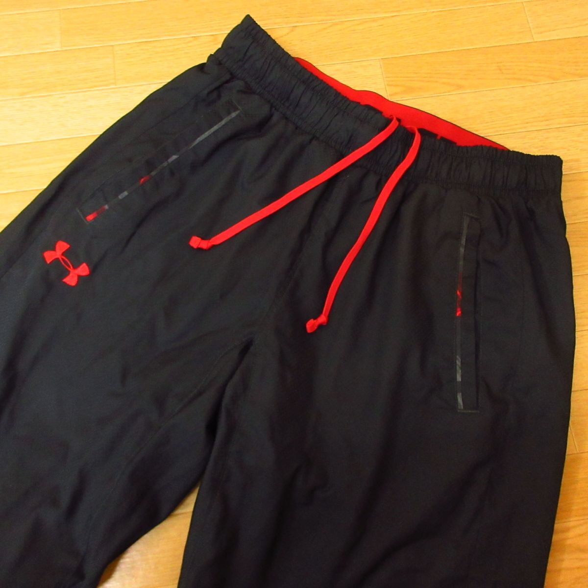 ◎使用少なめ！M 上下セット！UNDER ARMOUR アンダーアーマー◆ウィンドブレーカー ジャケット&パンツ◆メンズ 赤x黒◆B4080_画像6