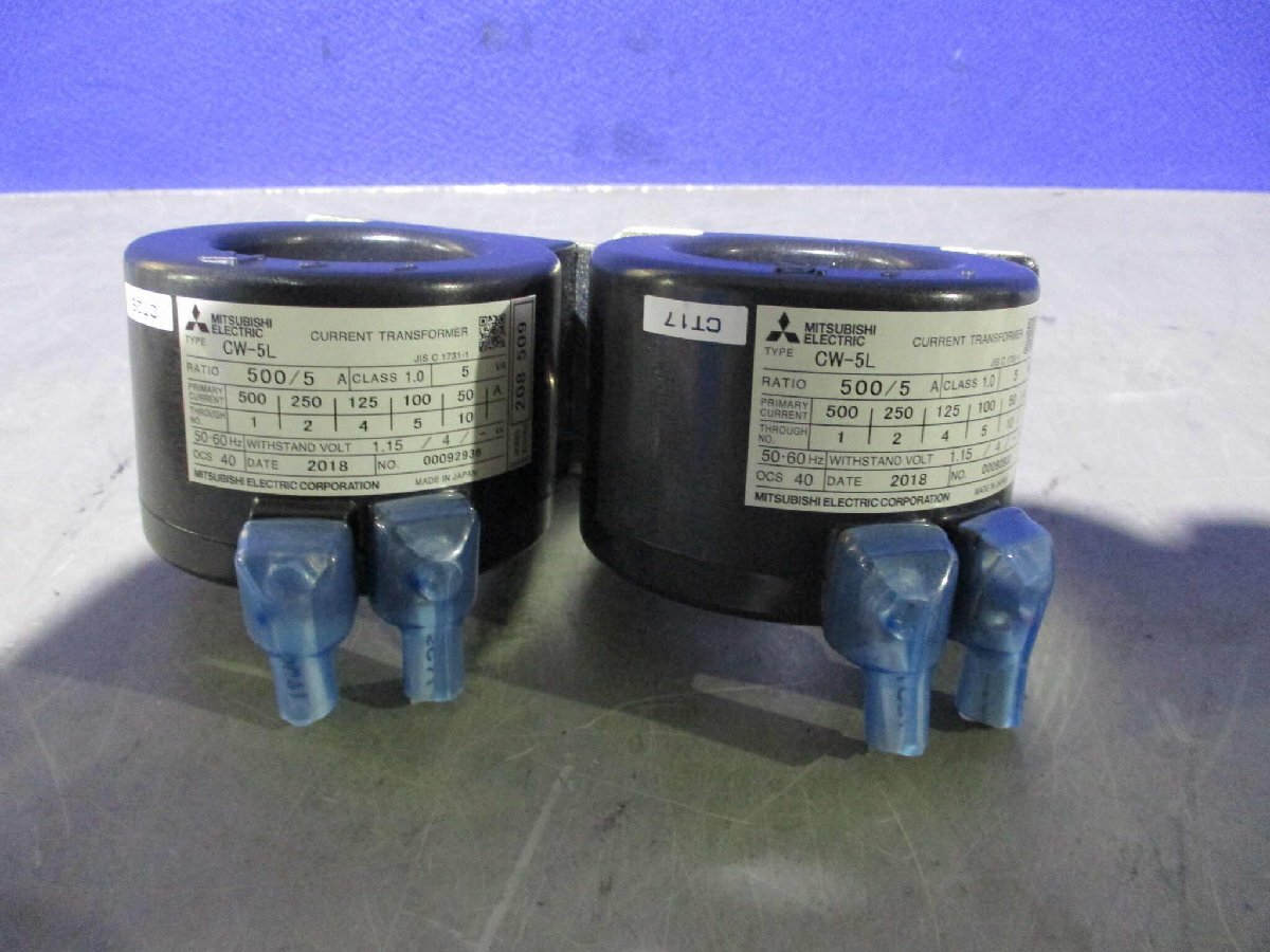 中古 MITSUBISHI CURRENT TRANSFORMER CW-5L 低圧変流器 2個 (JCQR60418C291)_画像1