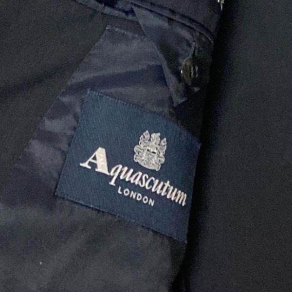  Britain Aquascutum Aquascutum highest grade silk silk . black blaser A4/S. button ultimate beautiful goods C044