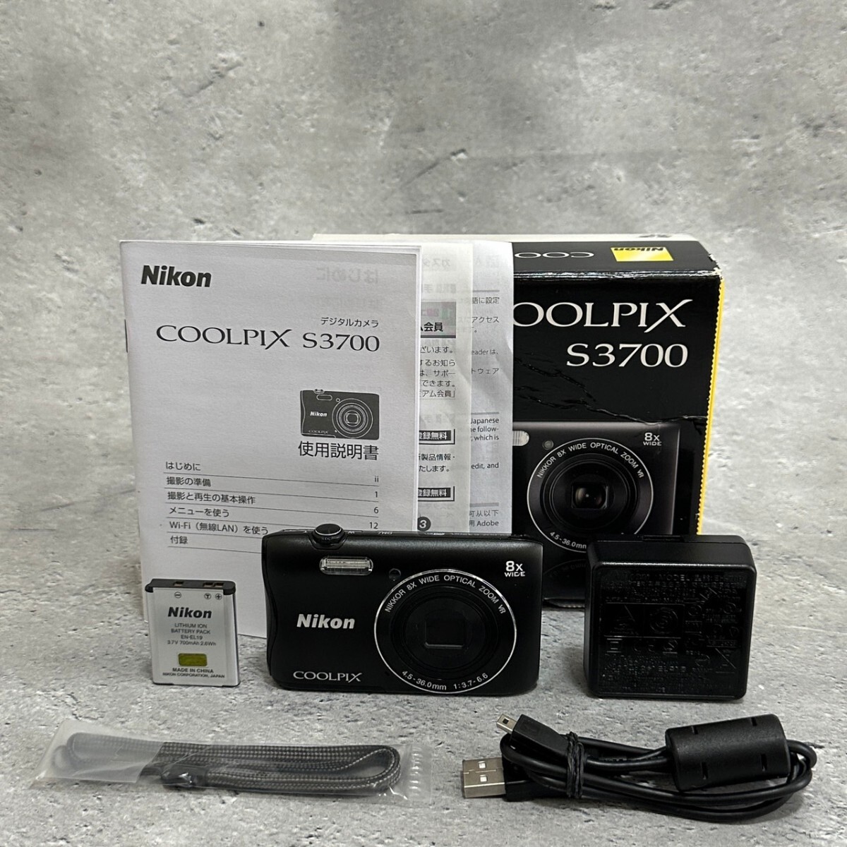 ◆美品◆ ニコン Nikon COOLPIX S3700 Black コンパクトカメラ｜元箱付き