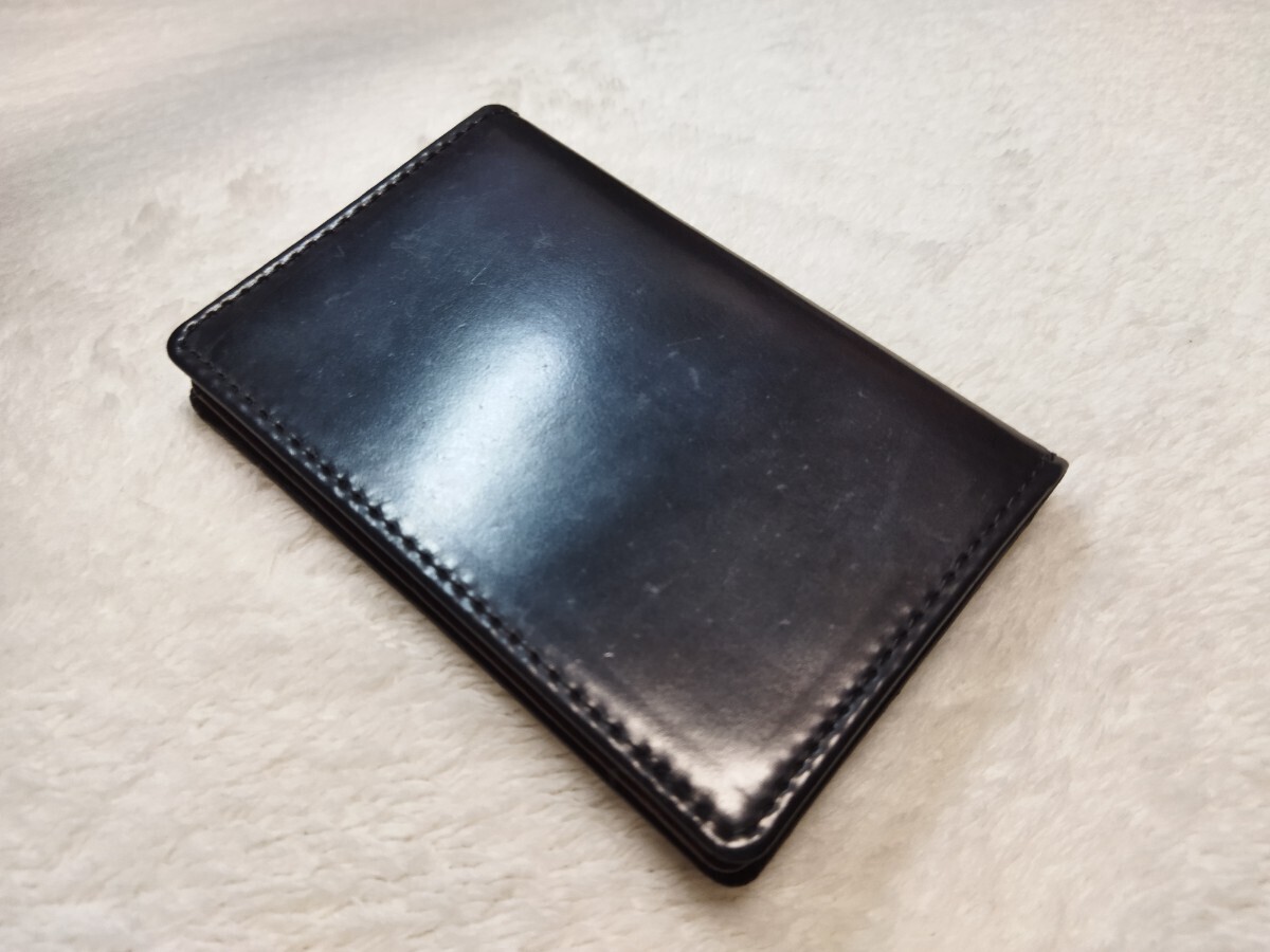 展示品 シェルコードバン カードケース 馬革 1円～ ホーウィン ブラック 名刺入 グレンフィールド HORWEEN SHELL CORDOVAN 無料匿名配送♪の画像1