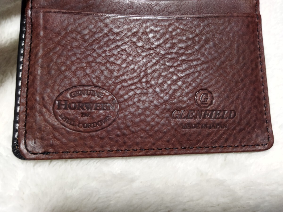 展示品 シェルコードバン 二つ折り財布 馬革 1円～ ホーウィン ブラック 黒色 グレンフィールド HORWEEN SHELL CORDOVAN 無料匿名配送♪_画像6