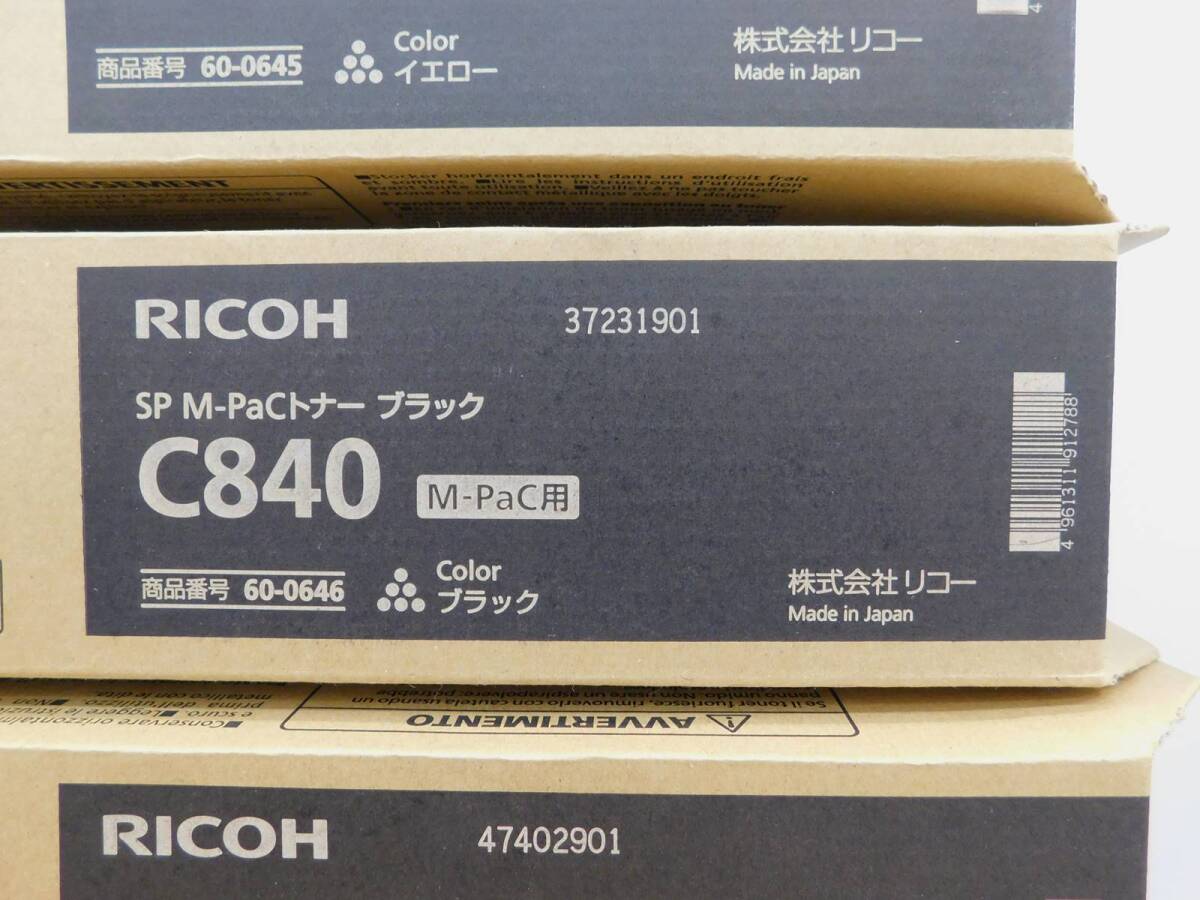 純正未使用品　RICOH リコー　SP M-PaC トナー C840　M-PaC用　4色セット　マゼンダ・イエロー・ブラック・シアン　60-0643/0644/0645/0646
