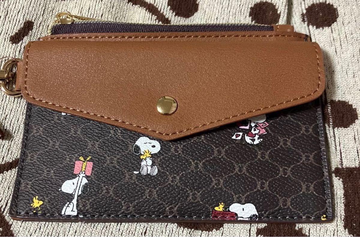 PEANUTSコラボスヌーピーモノグラムマルチケース財布小銭入れSNOOPY