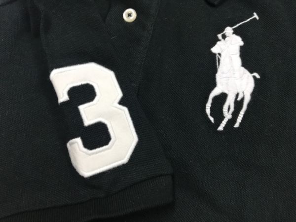 新品 ポロラルフローレン POLO Ralph Lauren アメカジ ビッグポニー 刺繍 ワッペン 3 鹿の子 半袖ポロシャツ レディース コットン100% M 黒_画像3