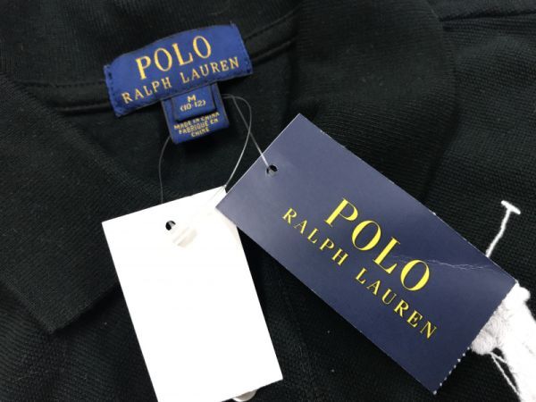 新品 ポロラルフローレン POLO Ralph Lauren アメカジ ビッグポニー 刺繍 ワッペン 3 鹿の子 半袖ポロシャツ レディース コットン100% M 黒_画像2