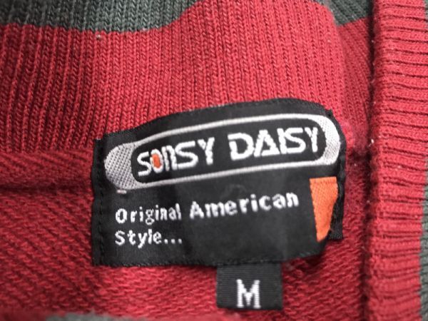 SONSY DAISY アメカジ ストリート スポーツ古着 リブ切替 ワッペン スウェット スタジャン ジャケット メンズ ラグランスリーブ M 赤グレー_画像2