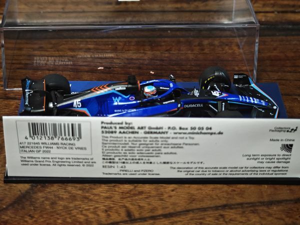 ウィリアムズ レーシング FW44 #45 N.デ・フリース 2022 イタリアGP 1/43 PMA 417221645の画像5