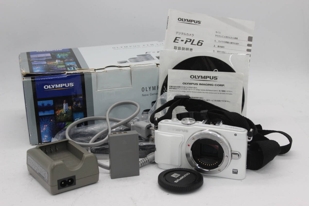 【美品 返品保証】 【元箱付き】オリンパス Olympus E-PL6 ホワイト バッテリー チャージャー付き ミラーレス一眼 ボディ s9341_画像1