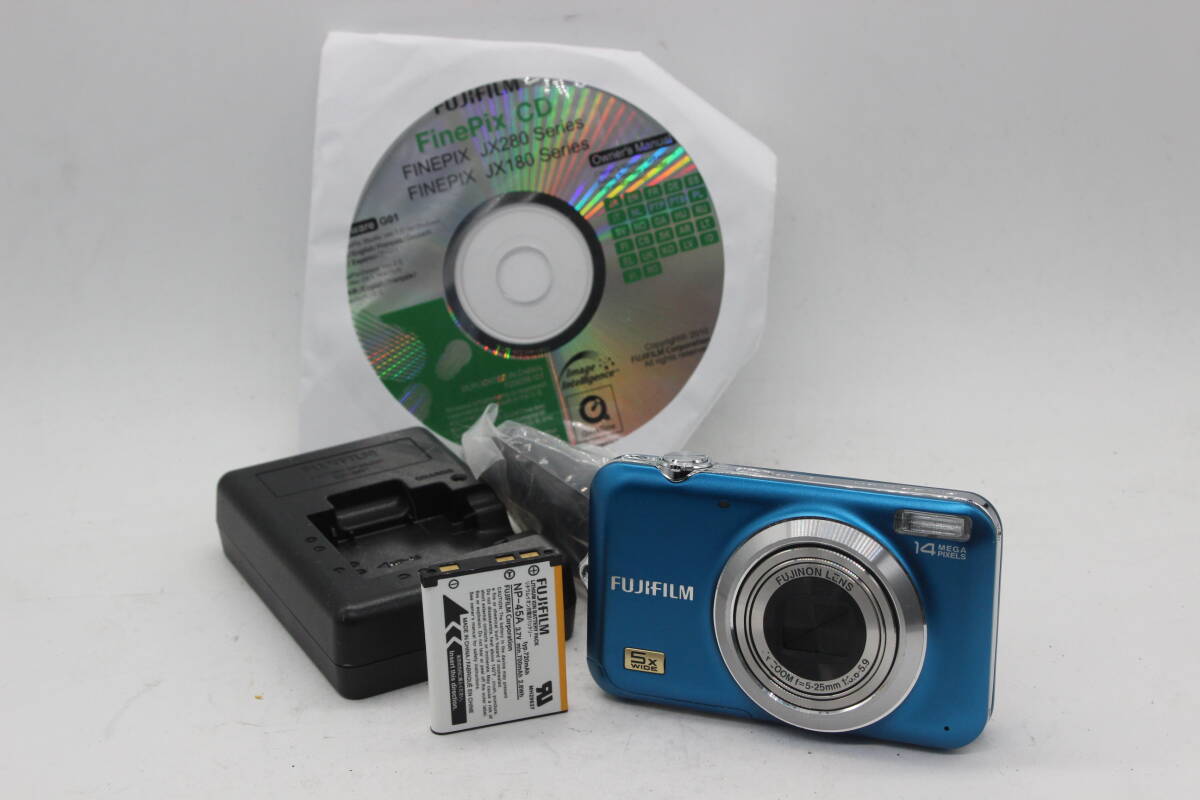 【返品保証】 フジフィルム Fujifilm Finepix JX280 ブルー 5x バッテリー チャージャー付き コンパクトデジタルカメラ s9415