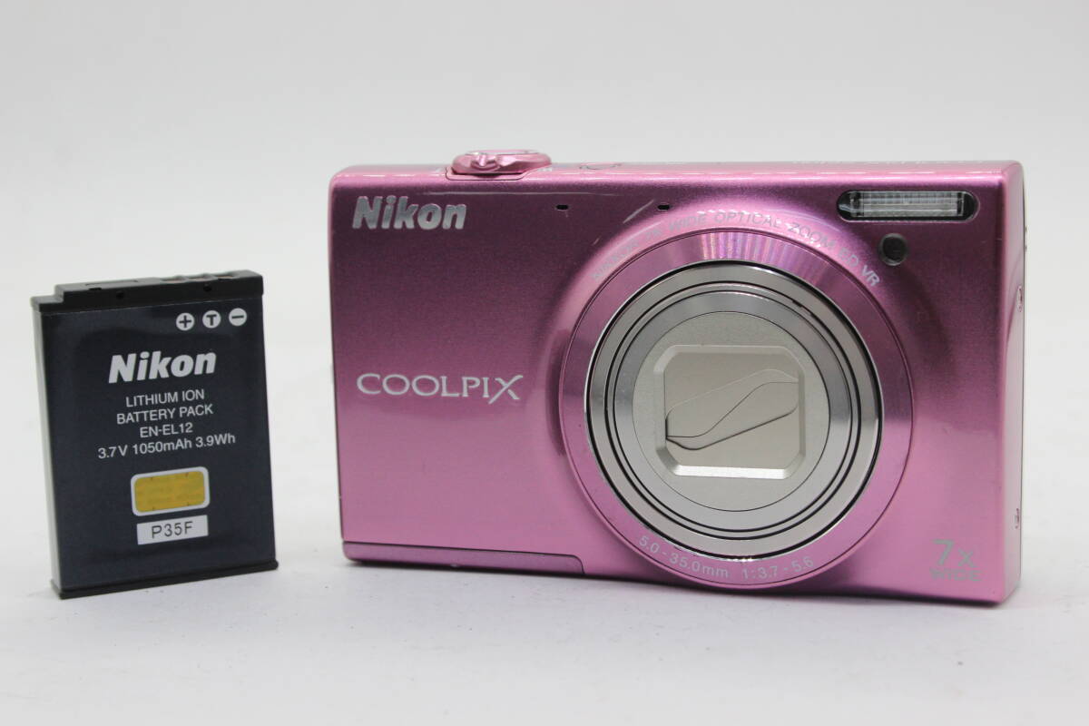 【美品 返品保証】 ニコン Nikon Coolpix S6100 ピンク 7x バッテリー付き コンパクトデジタルカメラ s9469_画像1