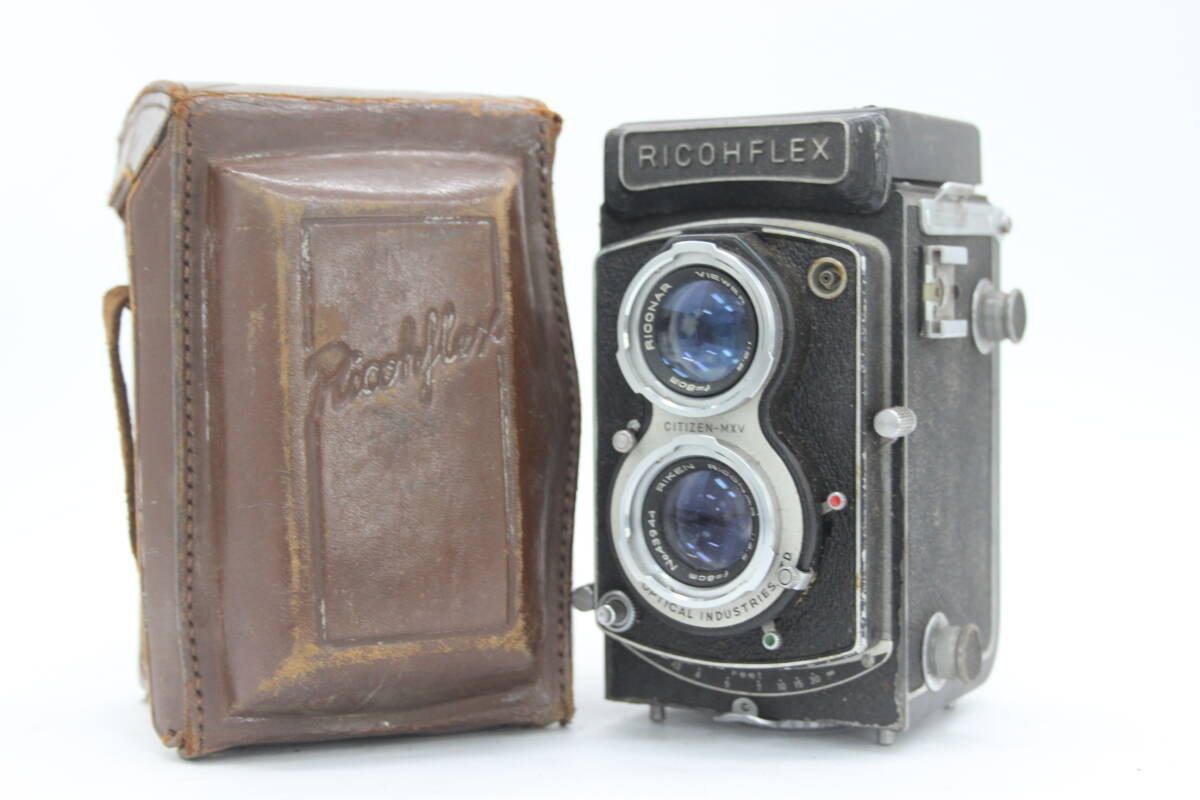 【返品保証】 リコー Ricoh Ricohflex Riken Riconar 8cm F3.5 ケース付き 二眼カメラ s9688_画像1