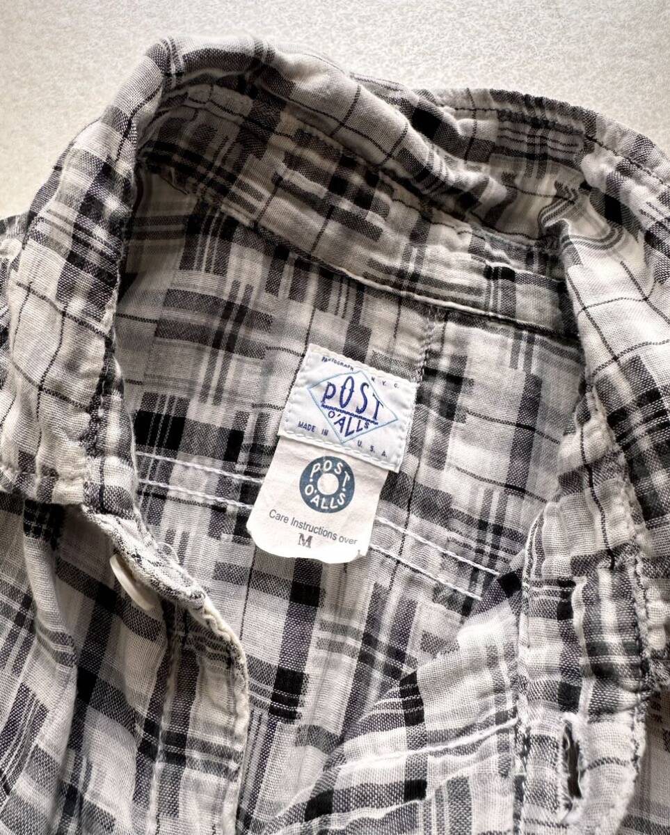 USA製 “ POST O’ ALLS ” MADRAS PATTERN NEW LIGHT SHIRT アメリカ製 ポストオーバーオールズ マドラス ニューライトシャツ オリジナル_画像5