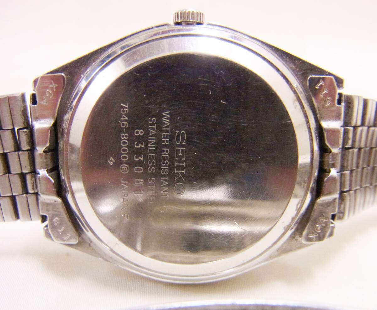 S-10　セイコー　SEIKO　QUARTZ　TYPEⅡ　7546-8000　3針　カレンダー　不動_画像4