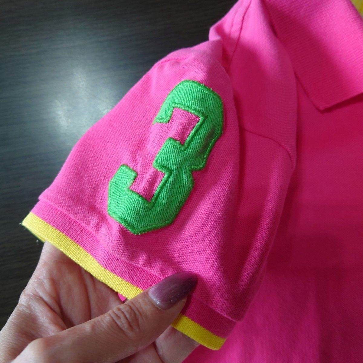 ユーエスポロアッスン ポロシャツ 半袖 ピンク ビッグポニー レディース