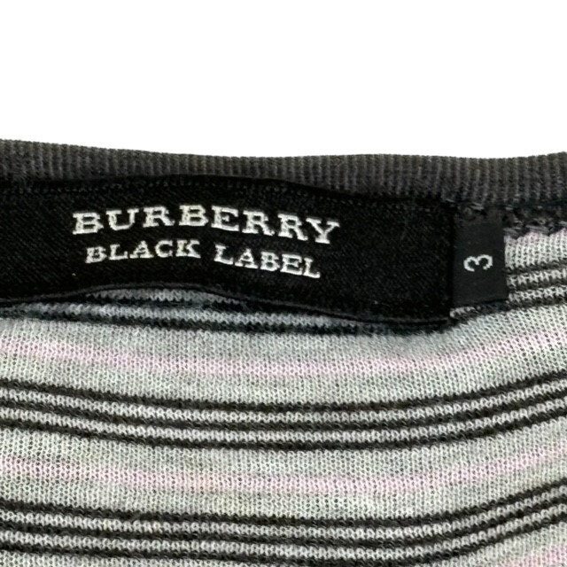 中古 バーバリーブラックレーベル BURBERRY BLACKLABEL 長袖 Tシャツ ロングスリーブ グレー ボーダー柄 メンズ サイズ3_画像5