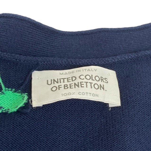  б/у united цвет zob Benetton длинный рукав кардиган темно-синий × многоцветный точка рисунок хлопок женский 