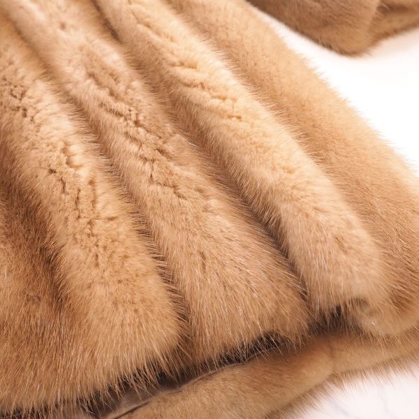 4-ZCF138 GUY LAROCHE パステルミンク MINK ミンクファー 最高級毛皮 ロングコート 毛質 艶やか 柔らか ライトブラウン レディース_画像7