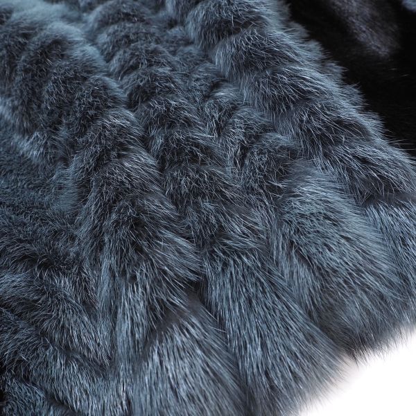 4-ZCF161【美品】Palody MINK ミンクファー 最高級毛皮 ジグザグデザイン ハーフコート ネイビー ブルーグレー レディースの画像7
