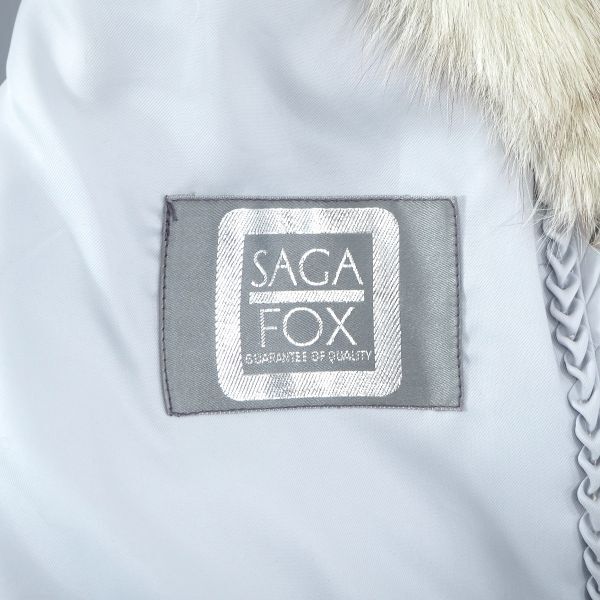 4-ZBF012 SAGA FOX サガフォックス 銀サガ FOX フォックスファー 最高級毛皮 ハーフコート ホワイト/ブラウン 11 レディースの画像7