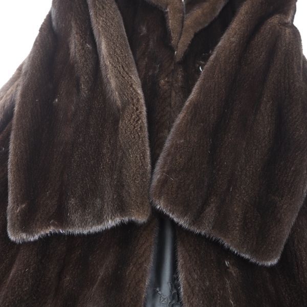 4-YDF040 Fur Ohki BLACK BLAMA ブラックグラマ MINK ミンクファー 最高級毛皮 ロングコート 毛質 艶やか 柔らか ブラウン_画像5