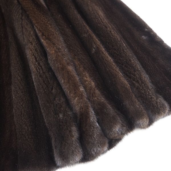 4-YDF040 Fur Ohki BLACK BLAMA ブラックグラマ MINK ミンクファー 最高級毛皮 ロングコート 毛質 艶やか 柔らか ブラウン_画像6