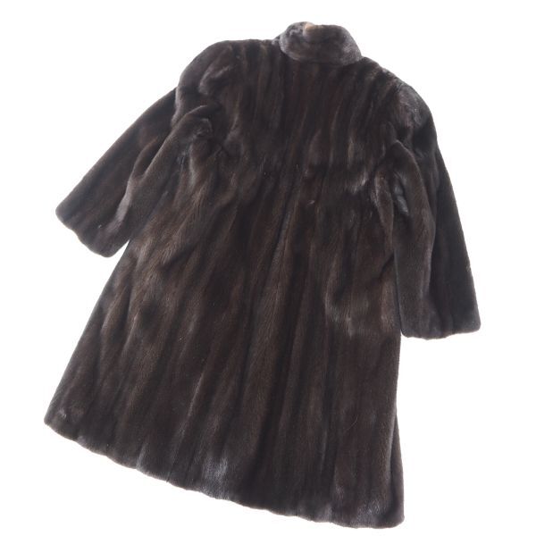 4-YDF040 Fur Ohki BLACK BLAMA ブラックグラマ MINK ミンクファー 最高級毛皮 ロングコート 毛質 艶やか 柔らか ブラウン_画像4