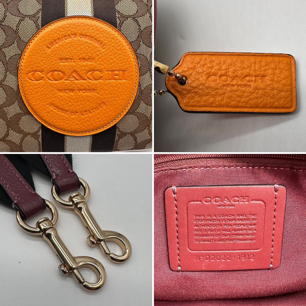 2265【美品】COACH コーチ ショルダーバッグ カメラバッグ 斜め掛け デンプシー シグネチャー ジャガード ロゴ キャンバス レザー 本革の画像10