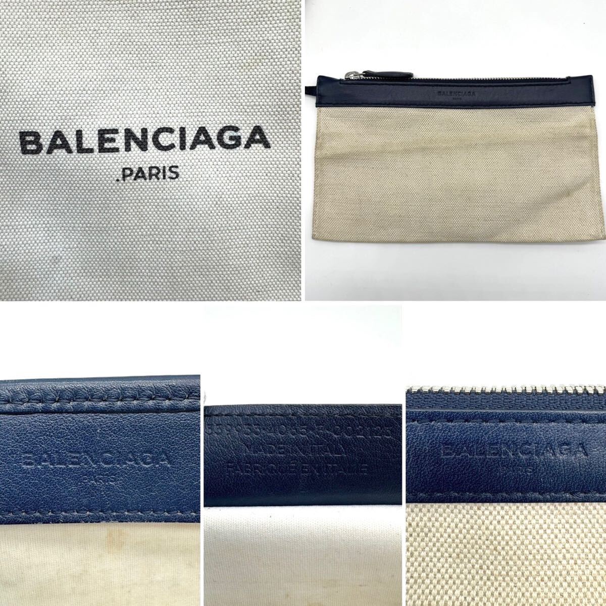 2012[ highest peak ]BALENCIAGA Balenciaga tote bag hand handbag shoulder .. navy hippopotamus s pouch attaching canvas leather original leather 